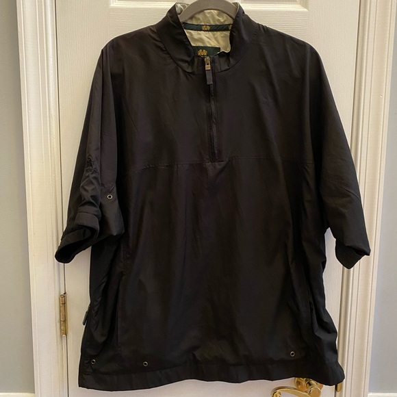 Tourney Golf Windbreaker Shirt Mens Large Black  Pullover 3/4 Zip Short Sleeve - Picture 1 of 7